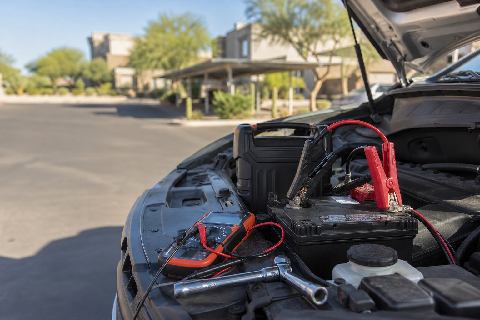 Mobile mechanic working under the hood in Phoenix