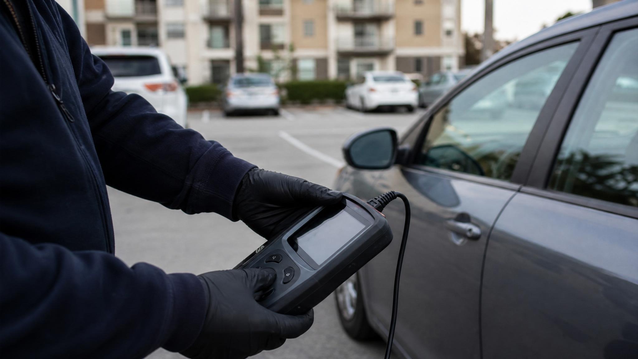 Phoenix mobile mechanic running diagnostics at an apartment lot